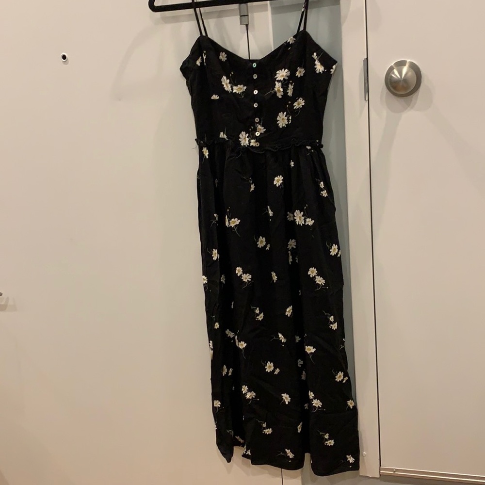 Black mid-sundress with white flowers